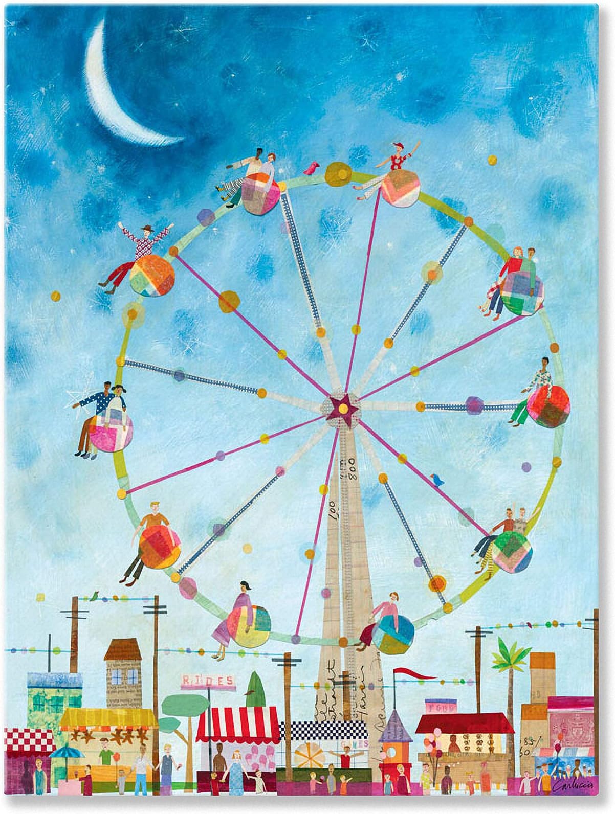 Oopsy Daisy Ferris Wheel Stretched Canvas Art by Maria Carluccio, 18 by 24-Inch