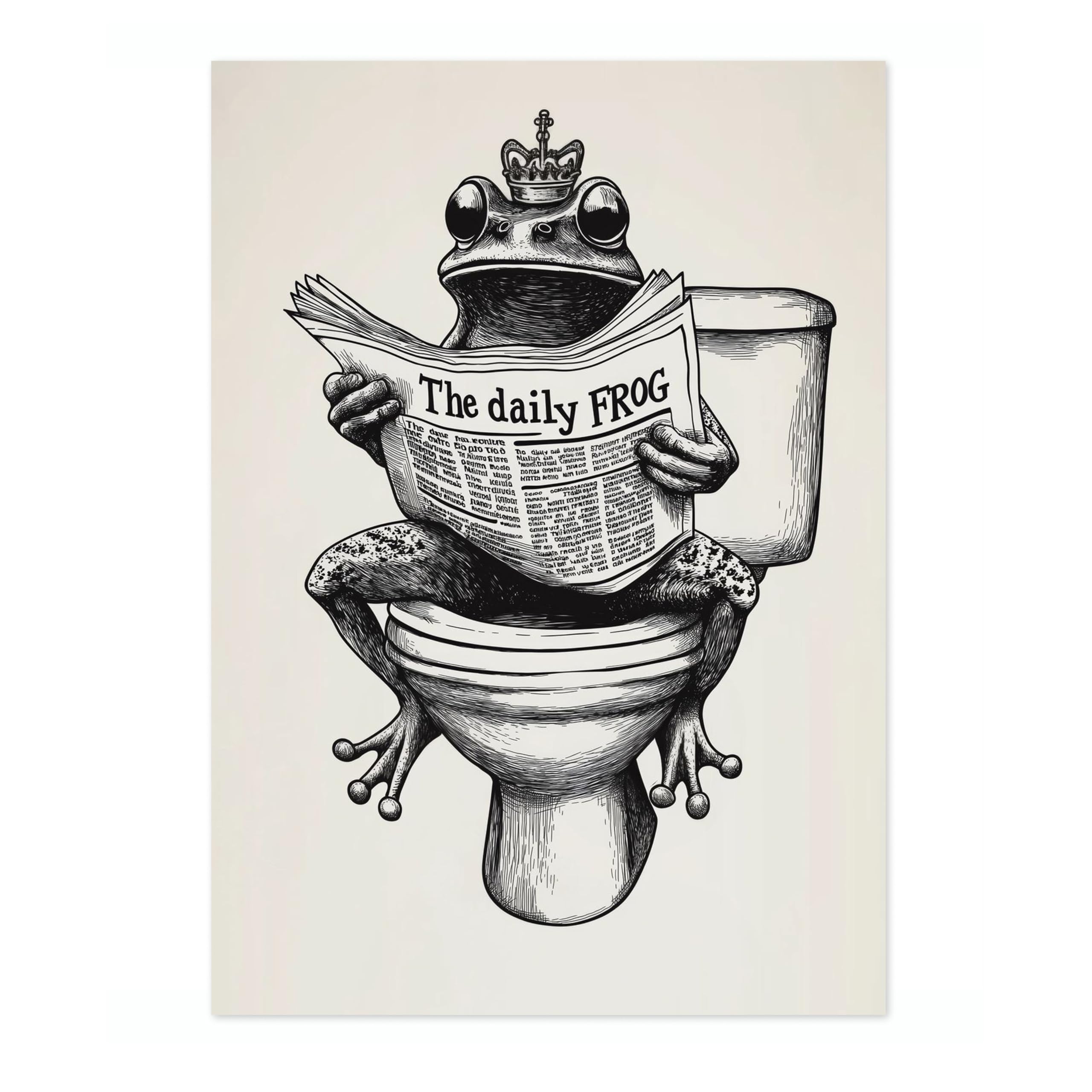 Animato Daily Frog Bathroom Quote Poster, Funny Typography Wall Art, Phrases Print, Guest Bathroom Art, Toilet Room Retro, A2 (Print Only) - 59.4x42cm โ image 1
