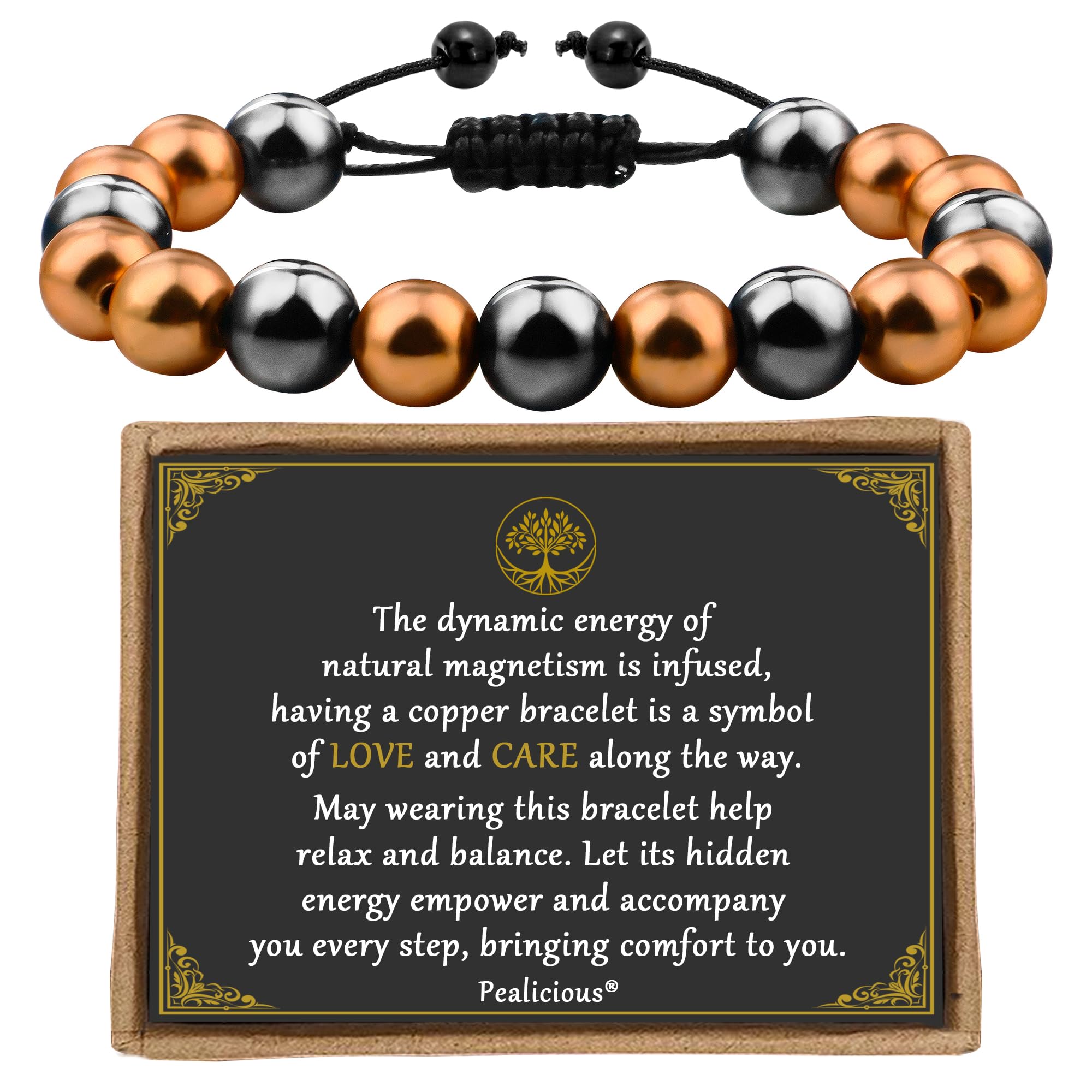 Copper Bracelet for Women and Men, Copper Magnetic Bracelet with 3500 Gauss Magnet Beads as Boss Day Gifts, Cooper Jewelry Pulsera De Cobre Para Mujer for Parents Anniversary Birthday Gifts