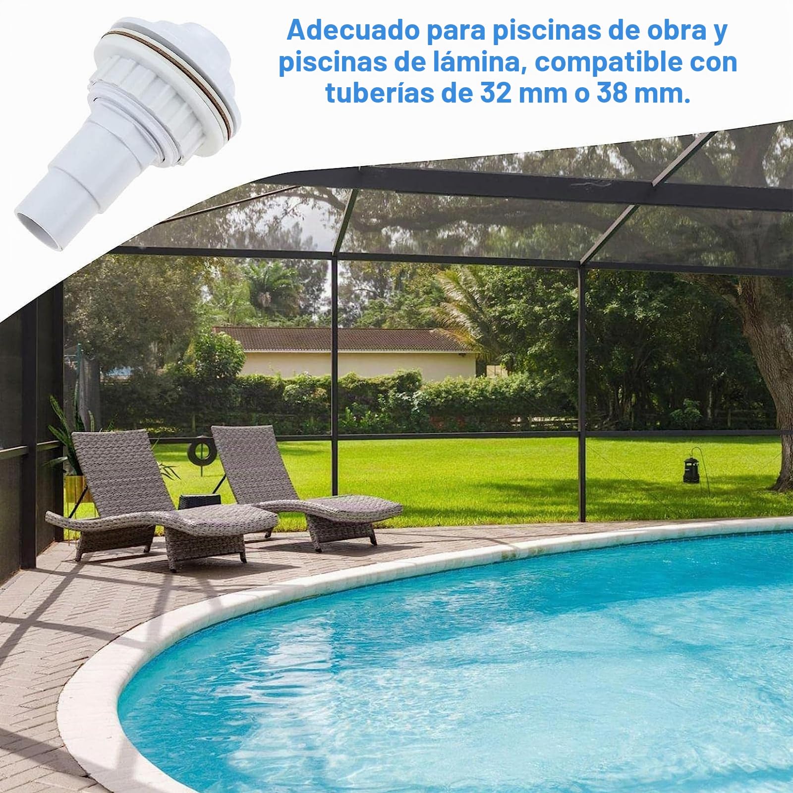Boquilla de Entrada y Retorno para Piscinas Desmontables de Pared de Acero
