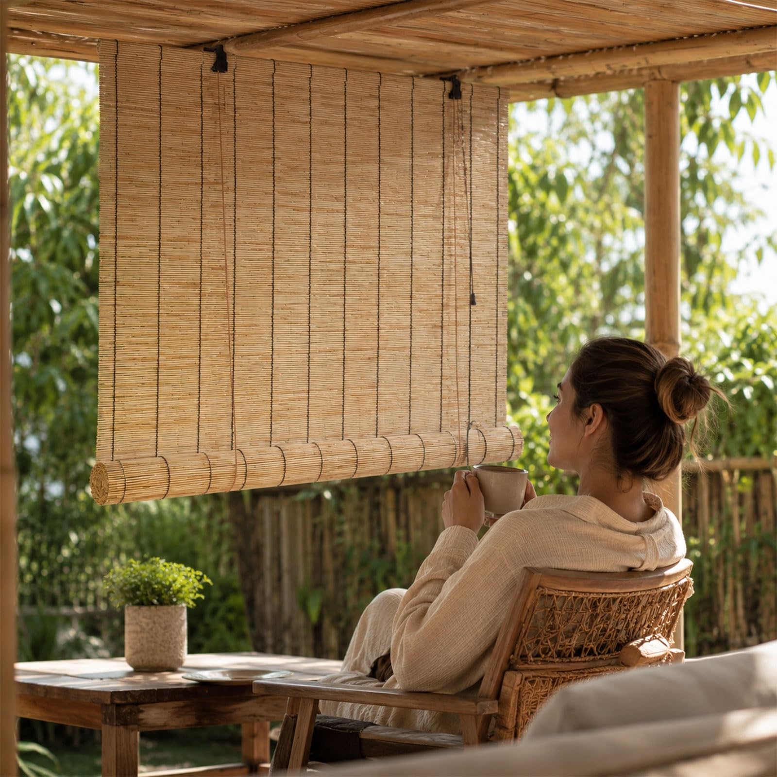 Store enrouleur bambou de décoration supérieure pour salon et terrasse
