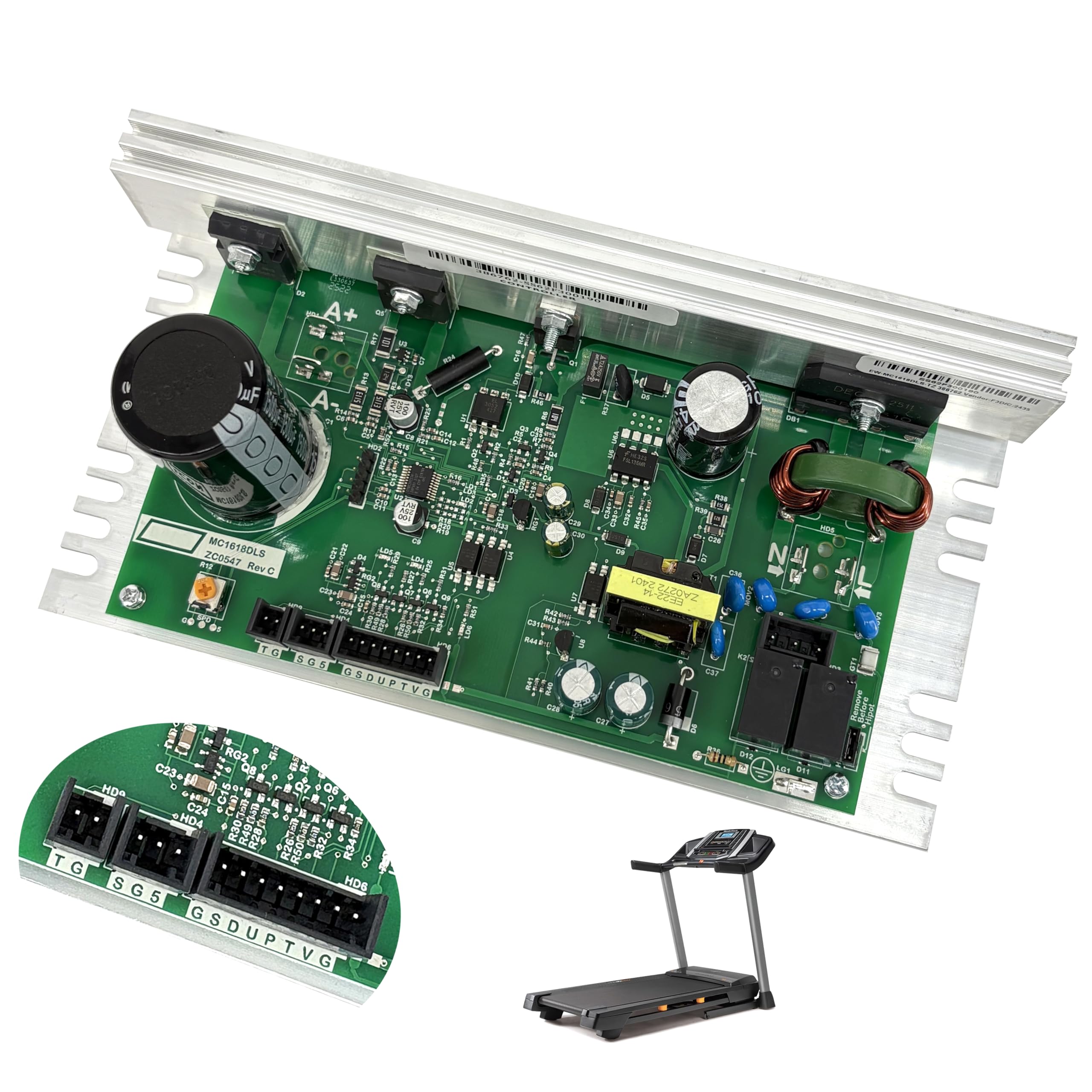 Photo 1 of MC1618DLS 386762 Treadmill Motor Controller, #Replace ZC0547 Works with Icon GldsGym Proform NordicTrack Treadmill Control Board 398056 386816 398076 (Black Sockets)