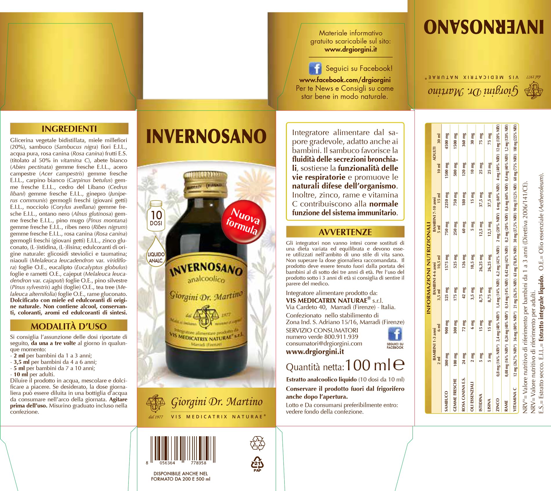Dr Giorgini INVERNOSANO 100 ml liquido analcoolico - Dr. Giorgini