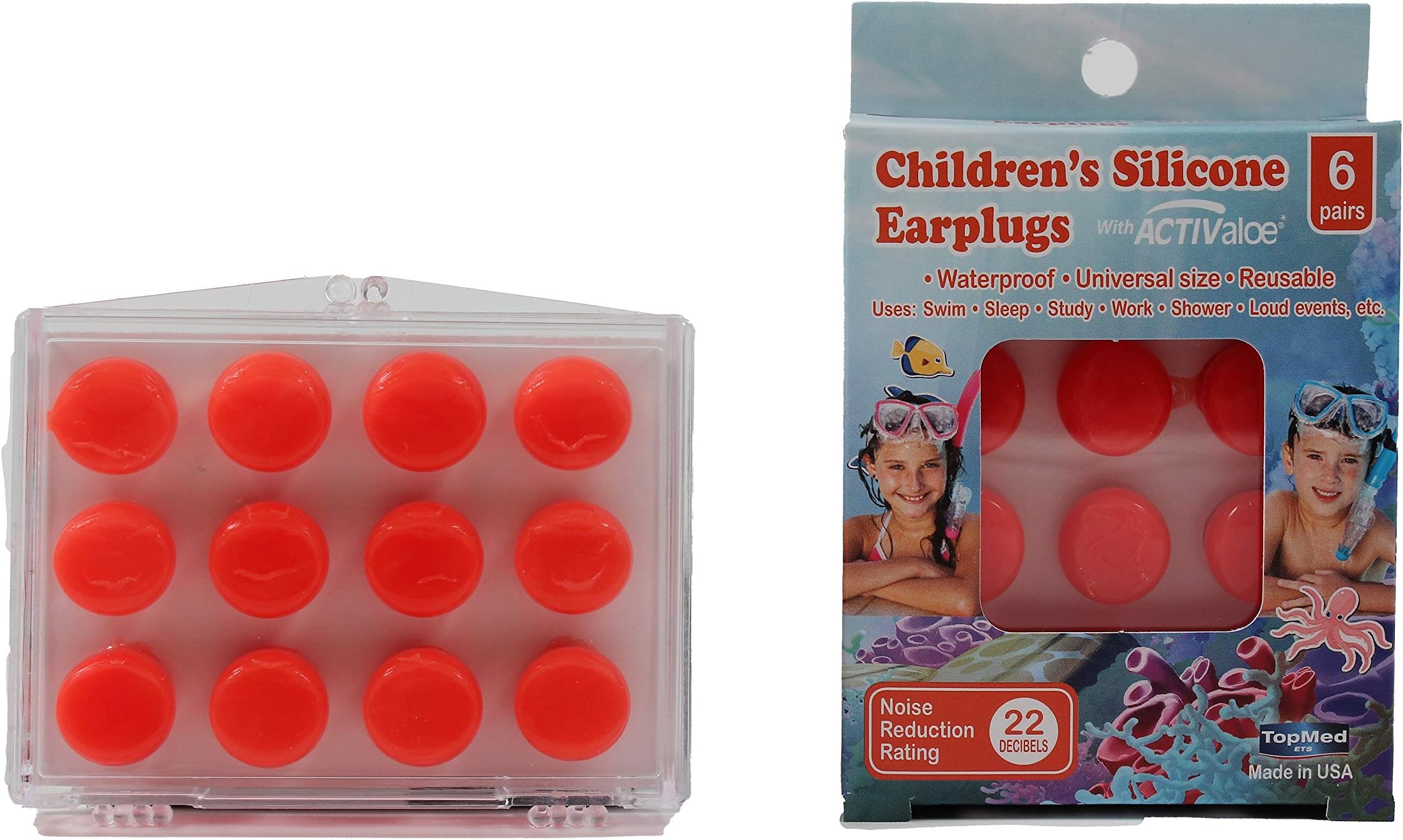 EarPlugs Silicone Orange in Round Shape Ear Plugs for Children 6 Pairs