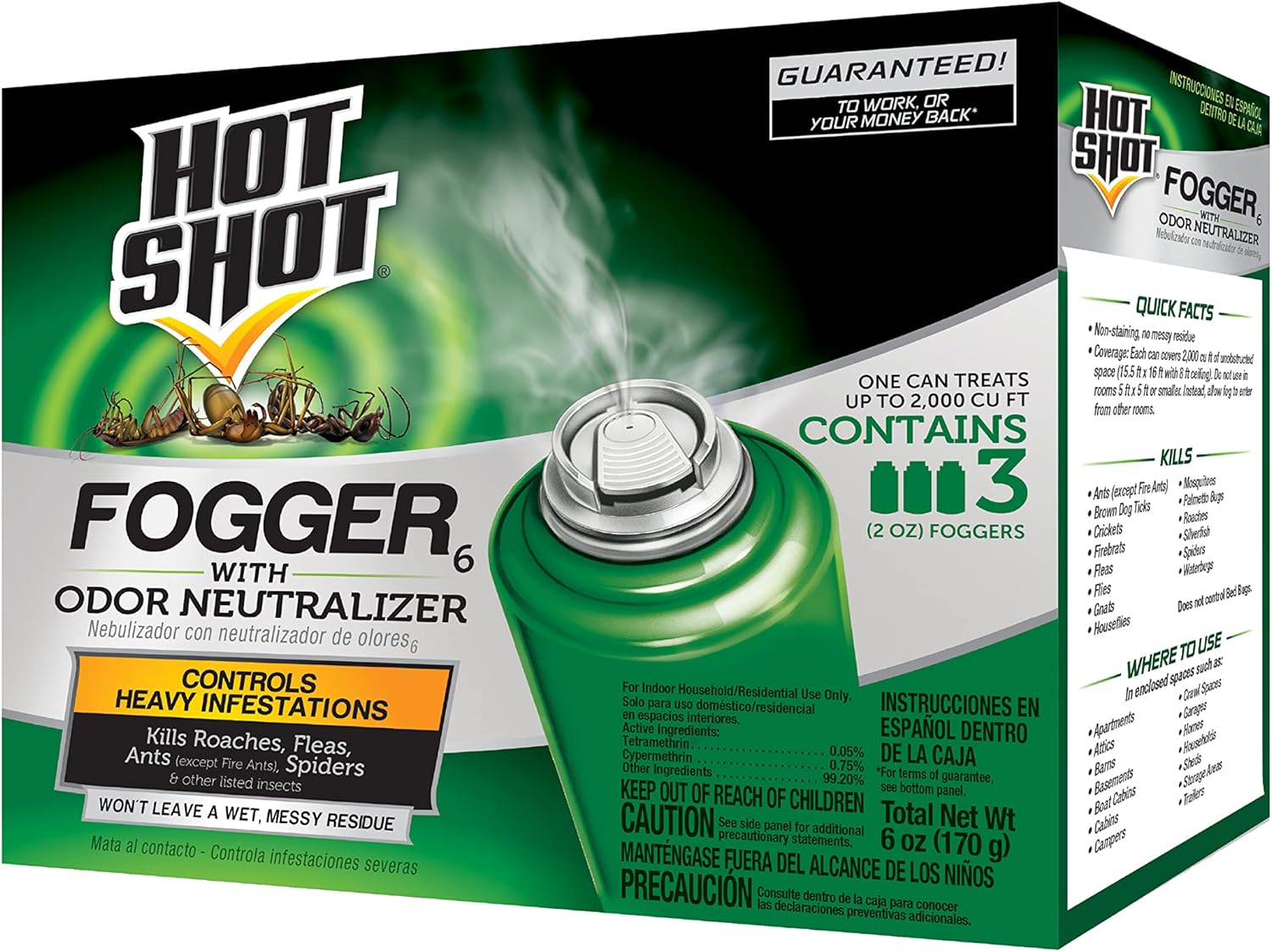 Hot Shot Fogger With Odor Neutralizer, Aerosol, 3/2Ounce