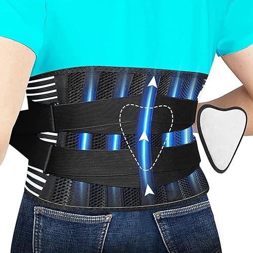 Soporte de espalda para hombres y mujeres alivio del dolor de espalda baja con 6 estancias cintura transpirable cinturón de apoyo lumbar de espalda