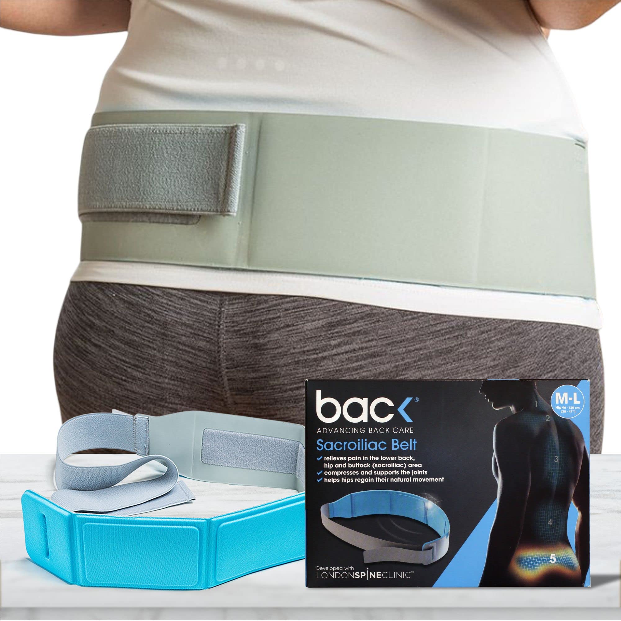 Back Sacroiliac Belt | Hip Joint & Lower Back Support Brace Belt | Back Pain Relief (Small-Medium, Hip up to 36 inches)