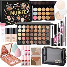 Make Up Set Makeup Set for Women Cosmetic Gift Set for Women Girls with Eyeshadow Concealer Palette Contouring Palette Foundation Mascara Lip Gloss Eyeliner Travel Bag