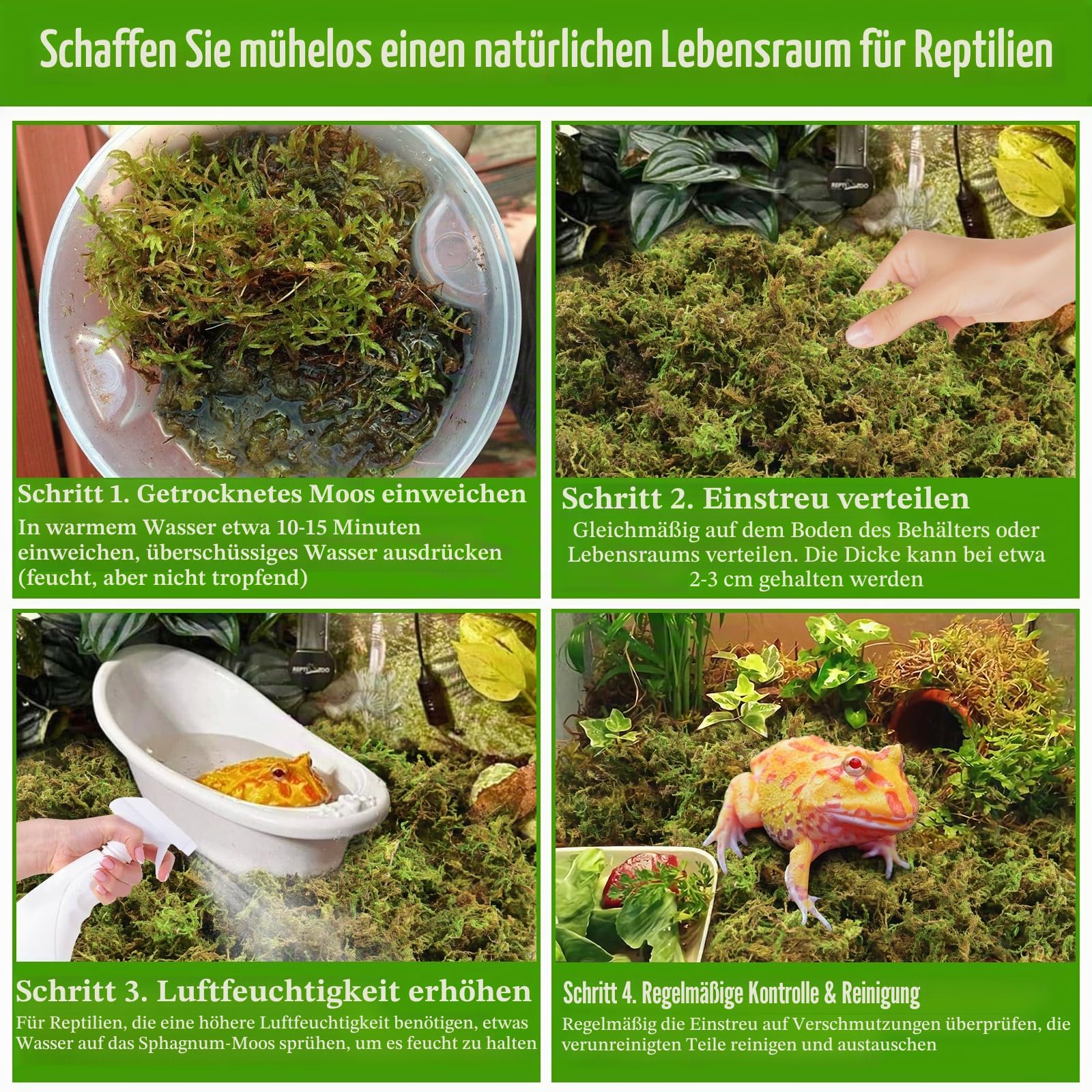 Legigo 1,2 kg Sphagnum Moos für Reptilien, Natürliches Reptilienmoos, Terrarium, Moossubstrat, Schlangenbecken, Torfmoos, Reptilienbeete für Schlangen, Gecko, Kugelpython, Frosch und Orchideen