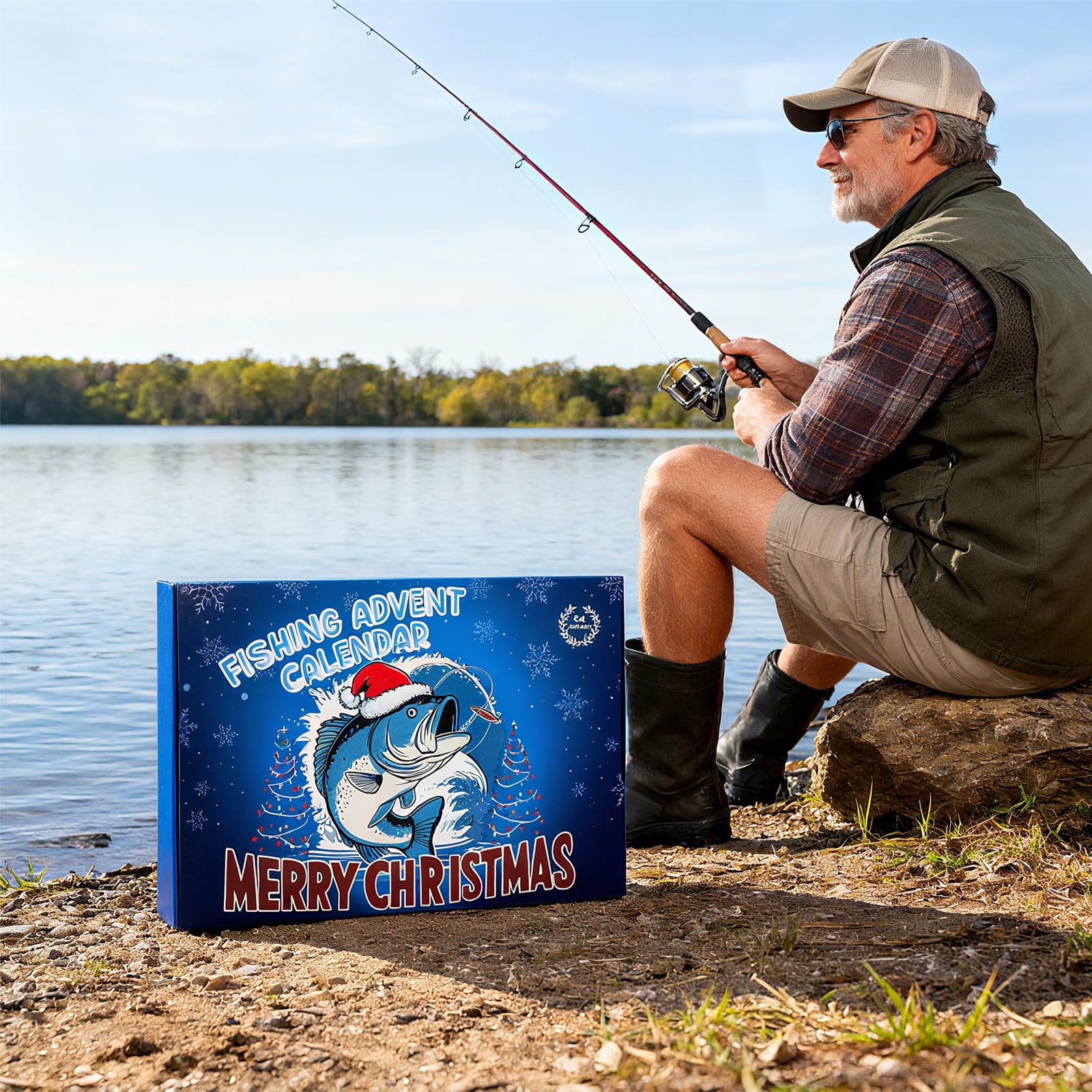 Calendario de Adviento de Pesca 2025, 24 Días Navidad Calendario de Adviento Único Hombres con Regalos de Tema de Pesca — view 5