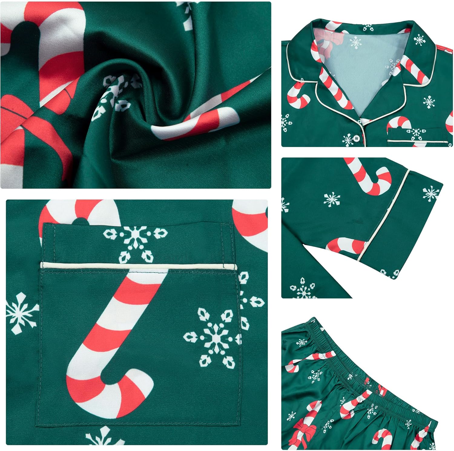 MYHALF Christmas Santa Pajama Set Women Christmas Pajamas Xmas Long Sleeve Sleepwear 2 Piece Button Down Pjs Lounge Set - Image 7