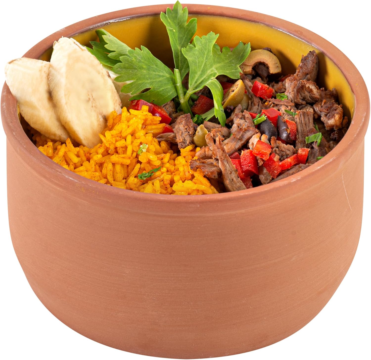 Restaurantware-Terra Tek 34 Ounce Terracotta Cazuelas, 10 Yellow Glazed Clay Pots For Cooking - Oven-Ready, Microwavable, Terracotta Serving Pots, Dishwashable, For Cooking And Serving Yellow 34 oz - 6.25"/10 Count