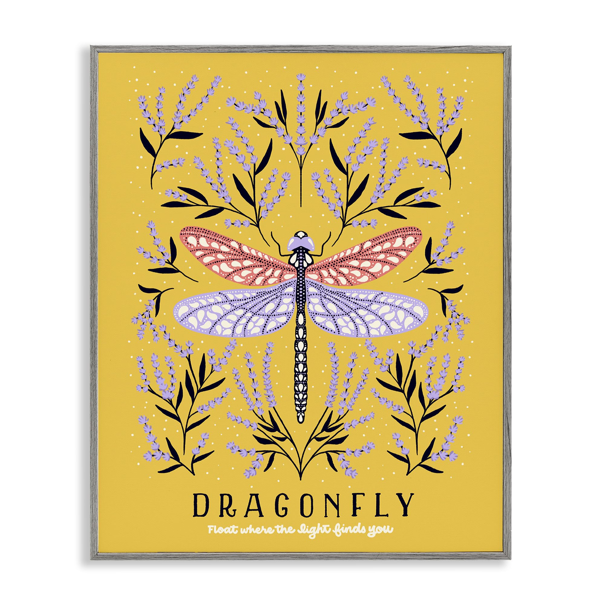 'Dragonfly Symmetry on Yellow'| Framed Giclee Art