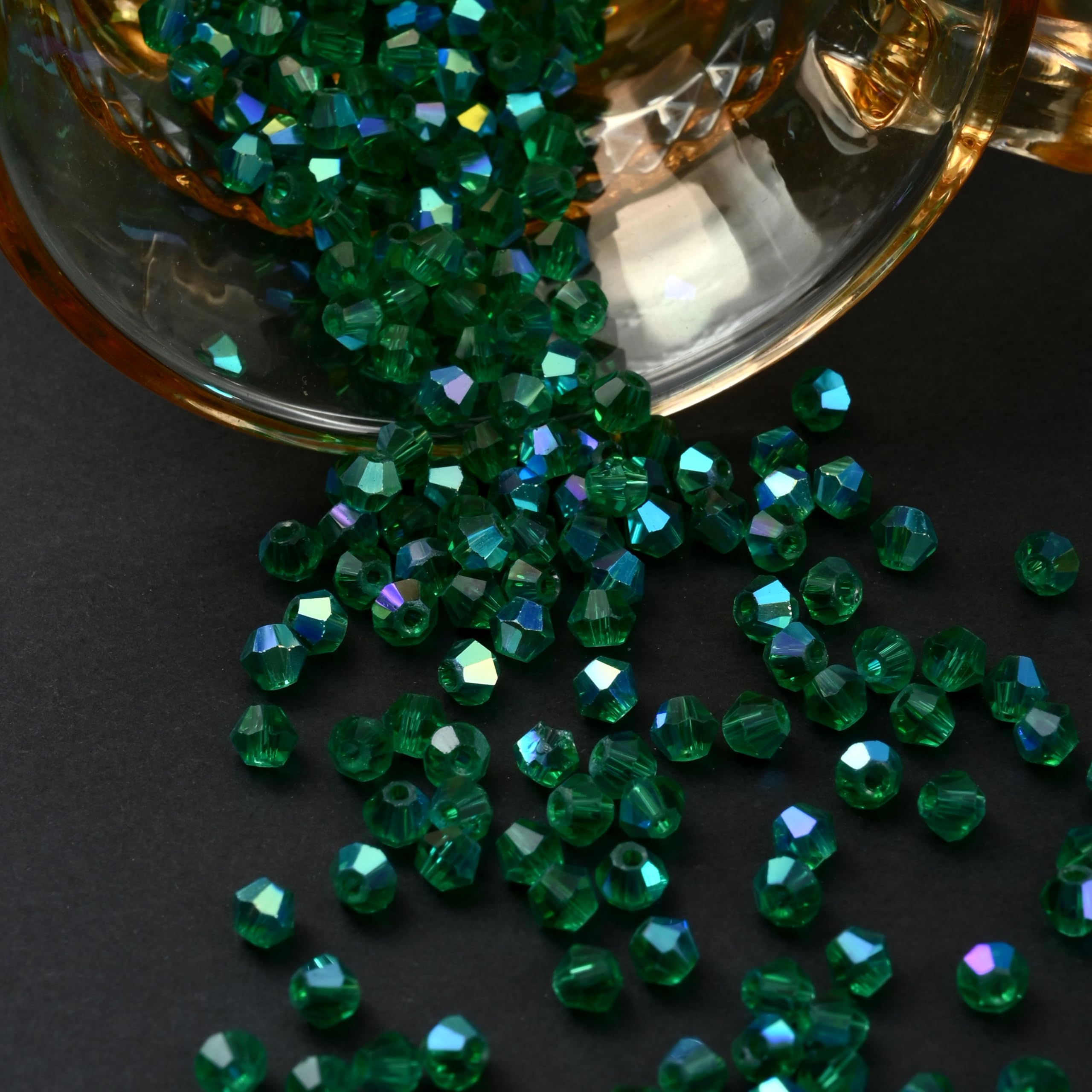 SparkleCrafts Doppelkegel-Kristallperlen 4mm - 1000 Stück Grasgrün AB-Finish Für DIY Schmuck, Armbänder, Ohrringe