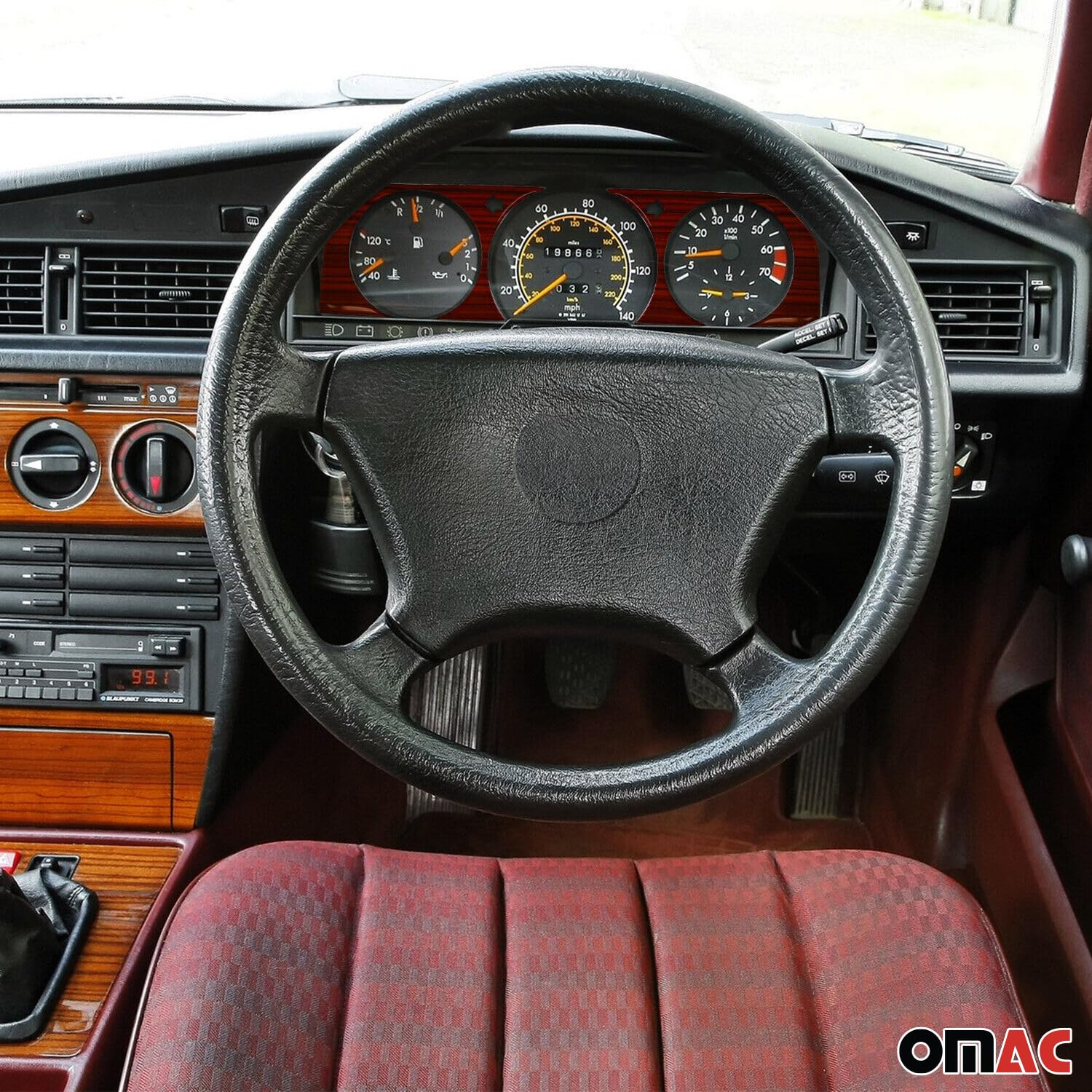 Compteur de vitesse en bois de racine compatible avec Mercedes W201 1982-1993