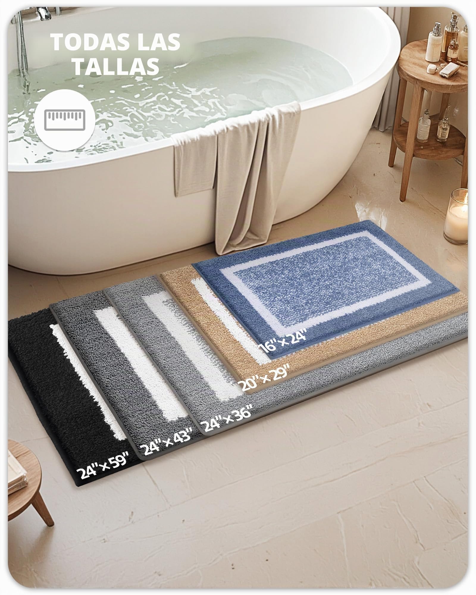 Color G Alfombra de Baño Antideslizante, Alfombrilla para Bañera,Alfombras Ducha Microfibra Suave,Alfombrillas Lavable en la Lavadora, Súper Absorbente 60 x 150 cm (Gris)