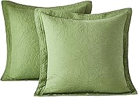 Vista 43 de WINLIFE - Funda de almohada acolchada 100 % de algodón con estampado floral (Estándar, Naranja Quemado)