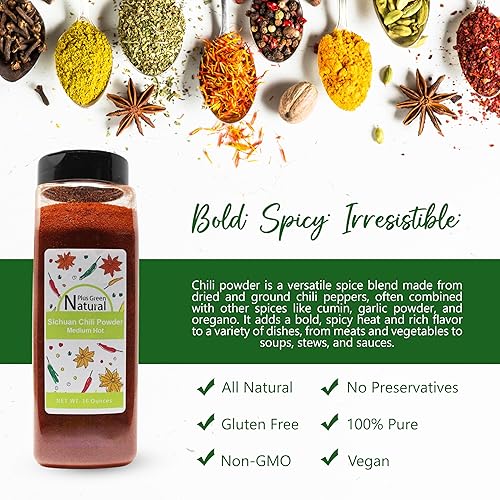 Miniatura 3 de Auténtico polvo de chile Sichuan de 1 libra 16 onzas medio caliente escamas de chile rojo triturado de Szechuan en polvo a granel condimento de