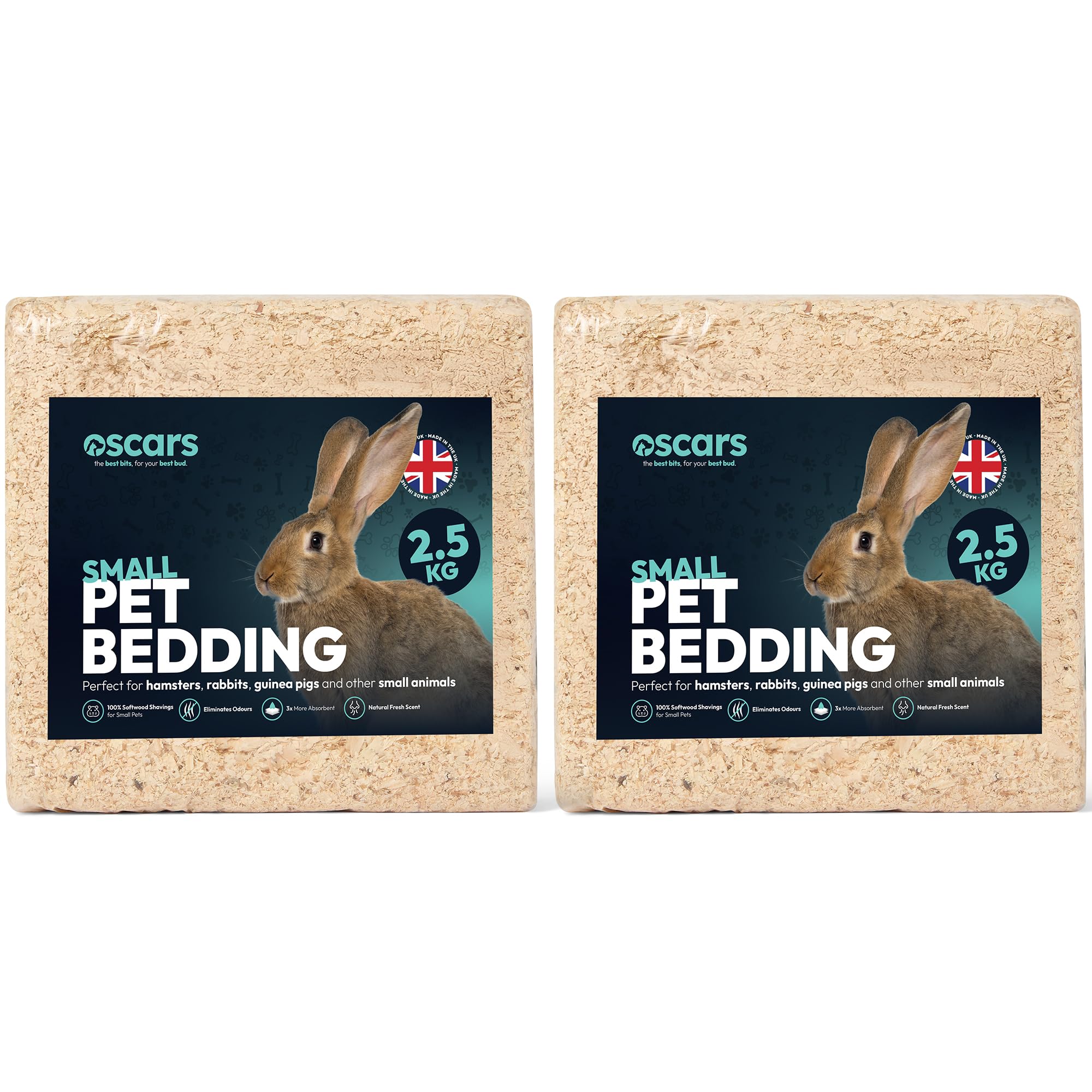 Oscars 5kg Wood Shavings Natural Small Pet Bedding - for Hamster Cage, Guinea Pig Cage, Rabbit Hutch - Soft Biodegradable Hamster Bedding, Odour Control Eco Friendly Substrate