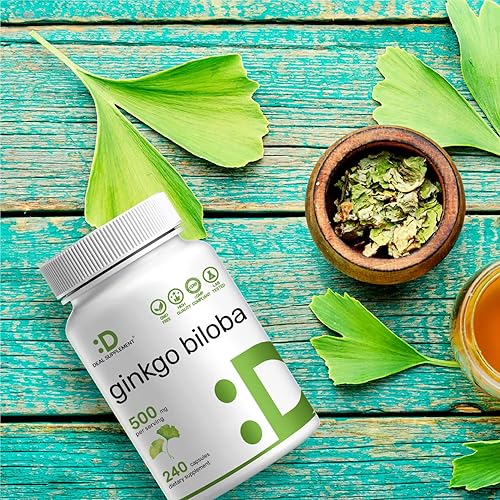 Miniatura 8 de DEAL SUPPLEMENT Ginkgo Biloba 500mg por porción, 240 cápsulas, suministro de 4 meses - Cultivado en el norte de Asia - Extra fuerte, promueve la
