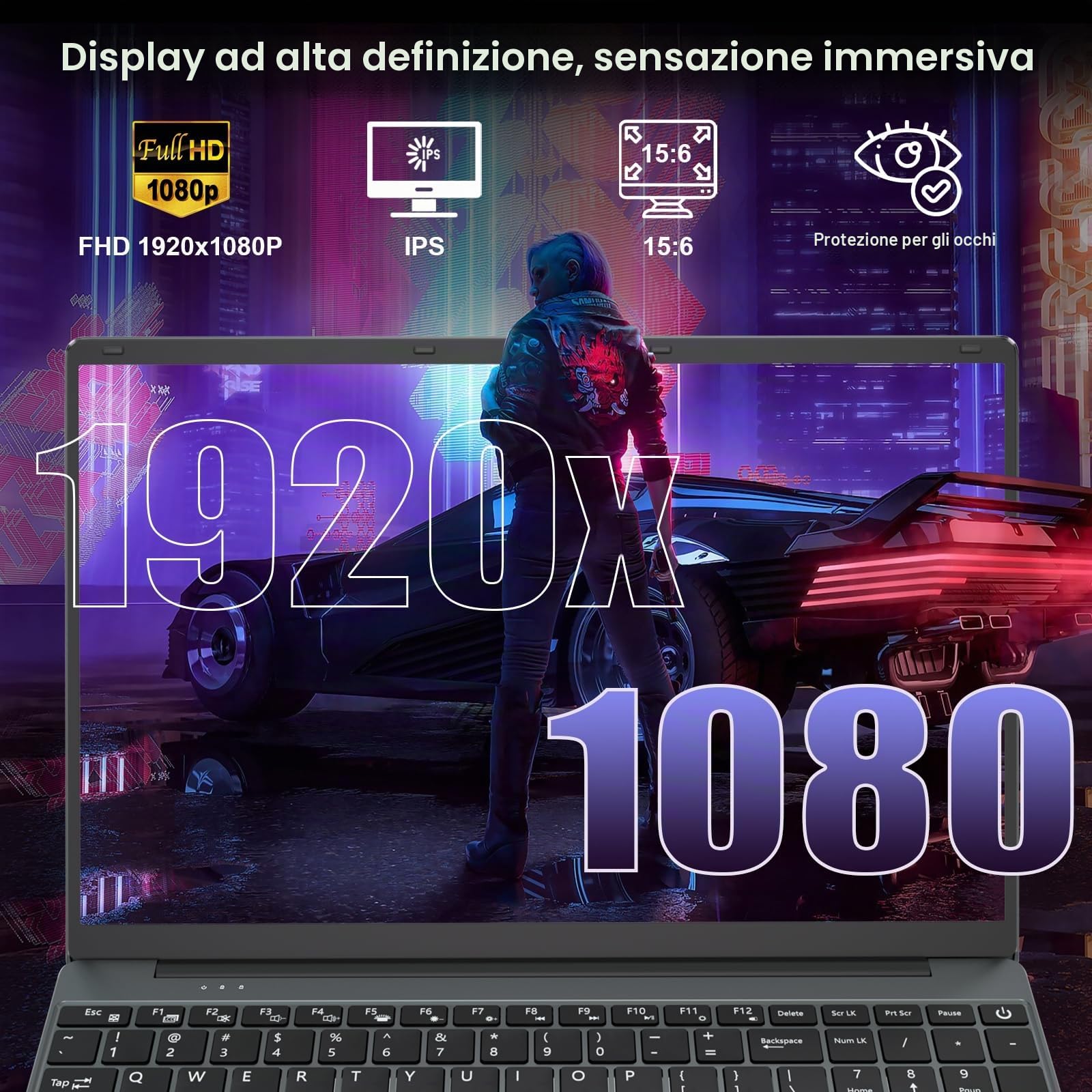 PINSTONE Computer portatile da 15,6 pollici, PC portatile 16 GB LPDDR4 RAM 512 GB SSD, processore Celeron N5095 quad-core riconoscimento impronte digitali, HDMI, Bluetooth 4.2, WiFi 5, USB 3.0