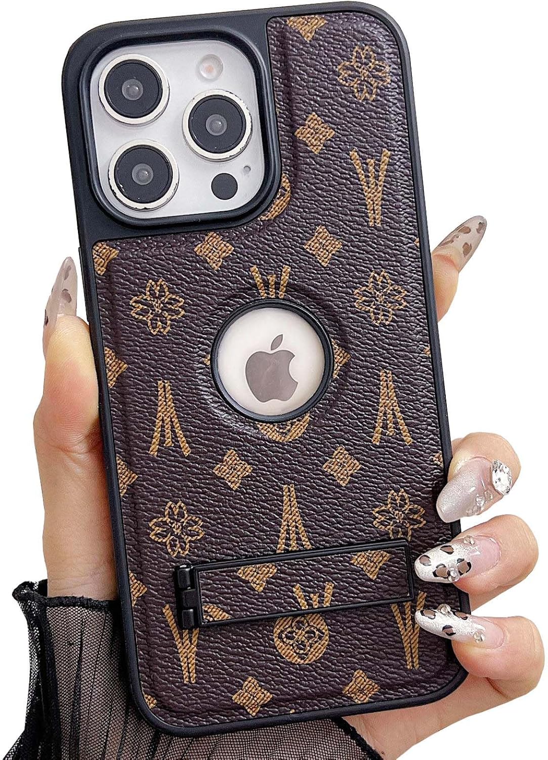 Compatible with iPhone 16 Pro Max Case Luxury Designer for Women Girls,Hybrid TPU+PU Leather with Invisible Kickstand Slim Protective Phone Cover for 16 Pro Max – 6.9 inch (Brown) Compatible with iPhone 16 Pro Max Case Luxury Designer for Women Girls,Hybrid TPU+PU Leather with Invisible Kickstand Slim Protective Phone Cover for 16 Pro Max – 6.9 inch (Brown)