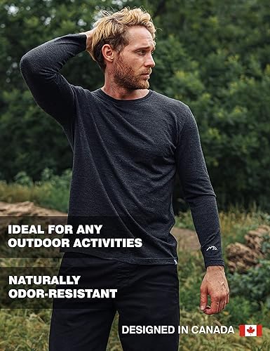 Miniatura 4 de Merino.tech Conjunto de capa base de lana merino para hombre, peso medio, pesado, ropa interior térmica de lana merino para hombre, parte superior