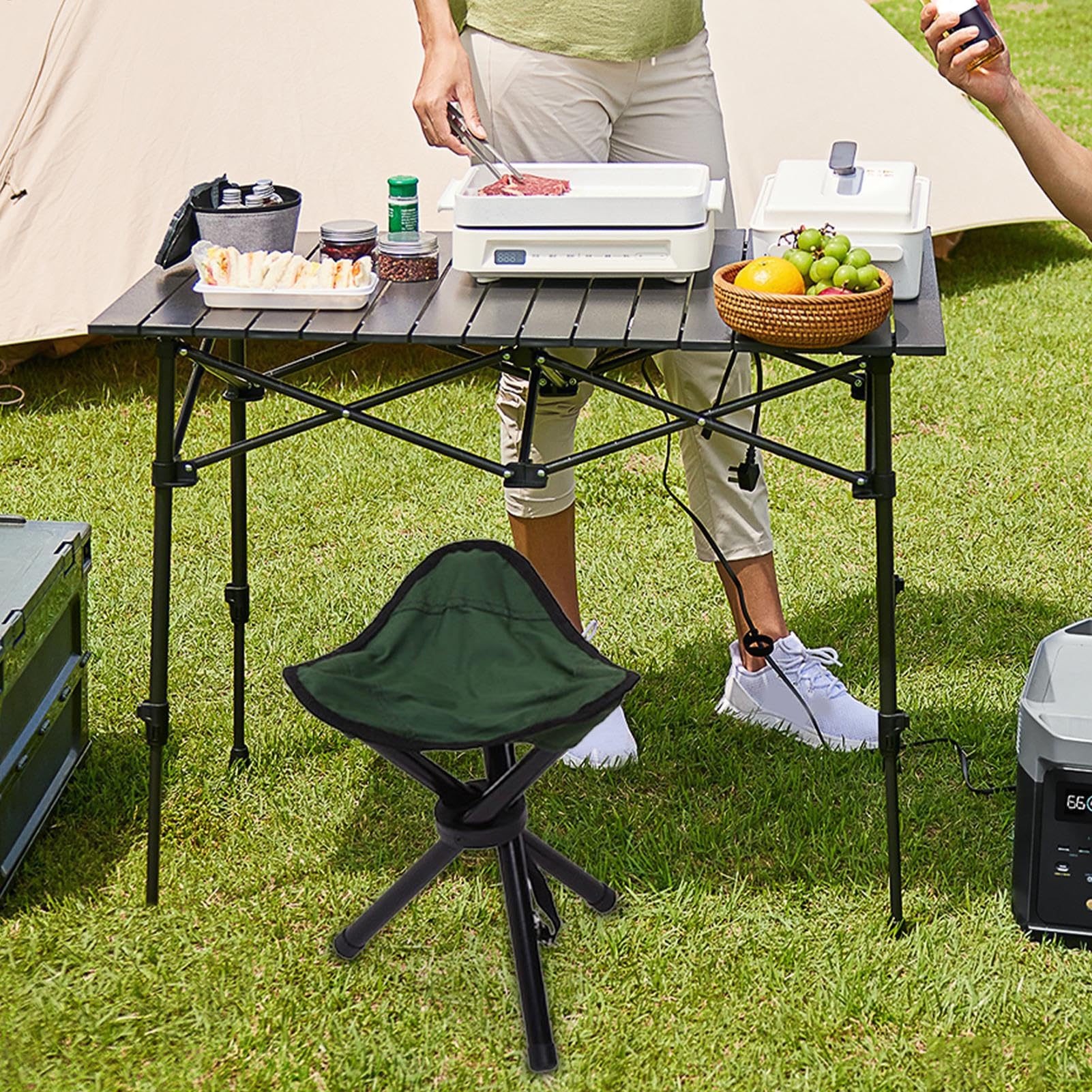 Asiento Plegable para Camping, portátil, Ligero, Plegable, Multifuncional, Taburete Triangular portátil con Patas Antideslizantes para Interiores y Exteriores