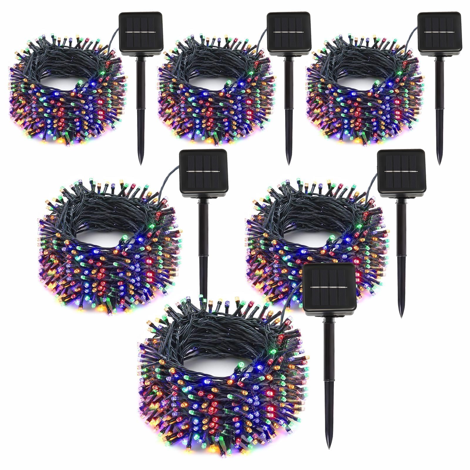 6-Pack Solar String Lights, 600 LED Extra-Long 236Ft Solar Christmas Lights Outdoor Waterproof, 8 Modes Multicolor Led Outdoor Light for Garden, Patio, Wedding, Christmas Decorations