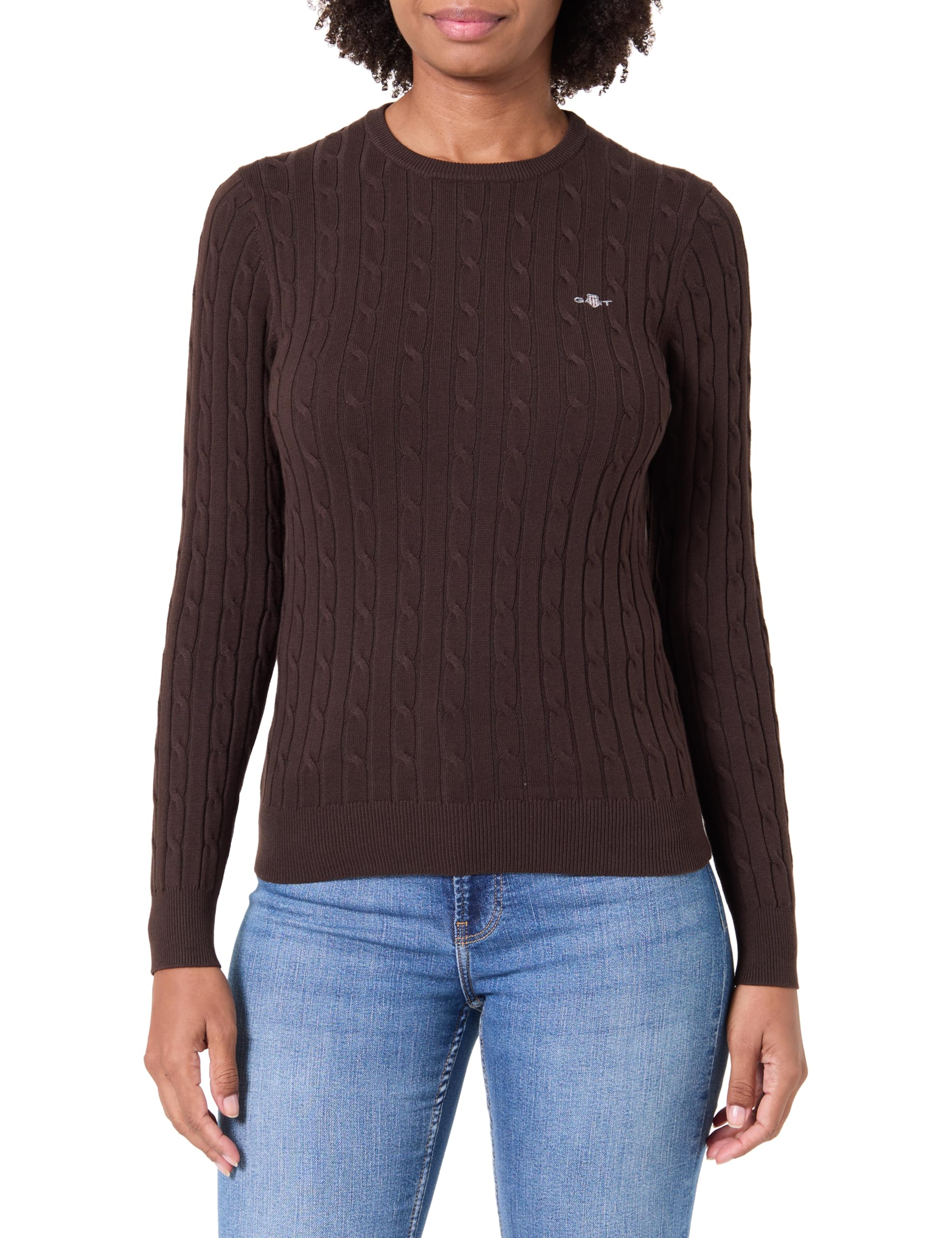 Gant Women's Brown Classic Cable Knit Sweater (L) Deep
