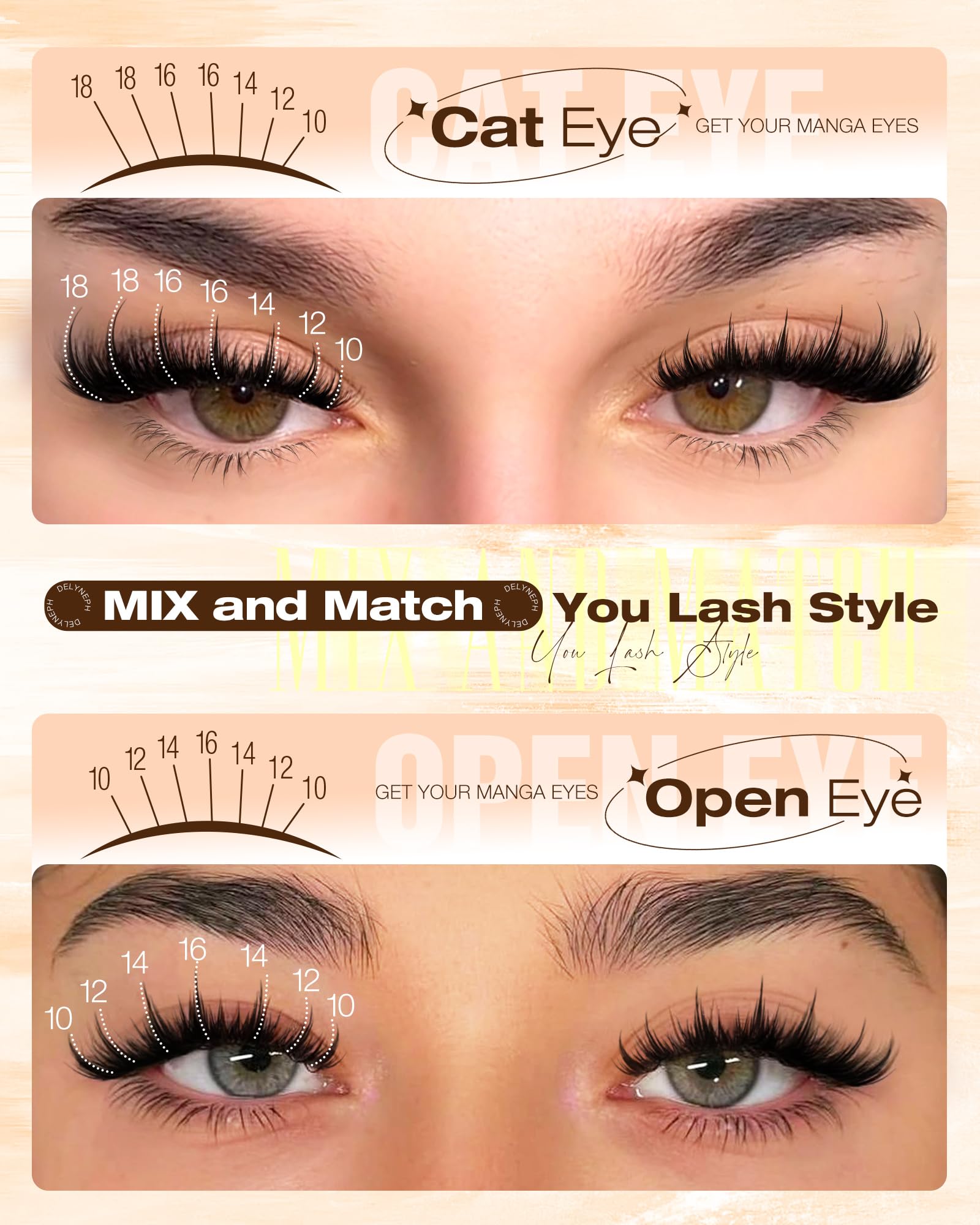 Manga Lash Clusters with Spikes Wispy Eyelash Clusters Anime Cluster Eyelash Extensions Fluffy Lashes Clusters CD Curl Fairy Individual Lashes by Delyneph - 5