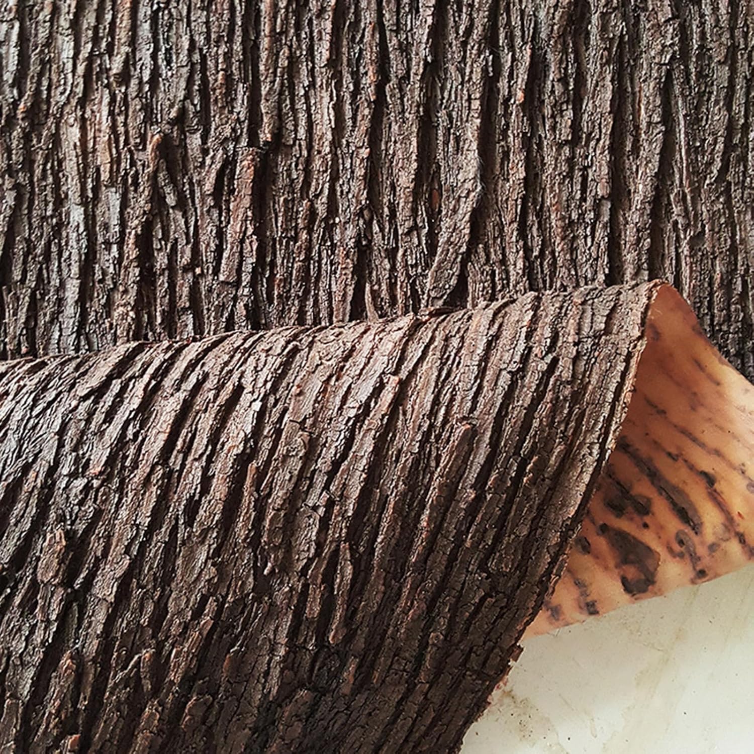 Artificial Bark for Flower Plant Garden Lawn Crafts Decoration 1Pack Crafts Hobby DIY, Model Making Privacy Screen for Your Garden Fence & Double,Brown,100cm*20cm