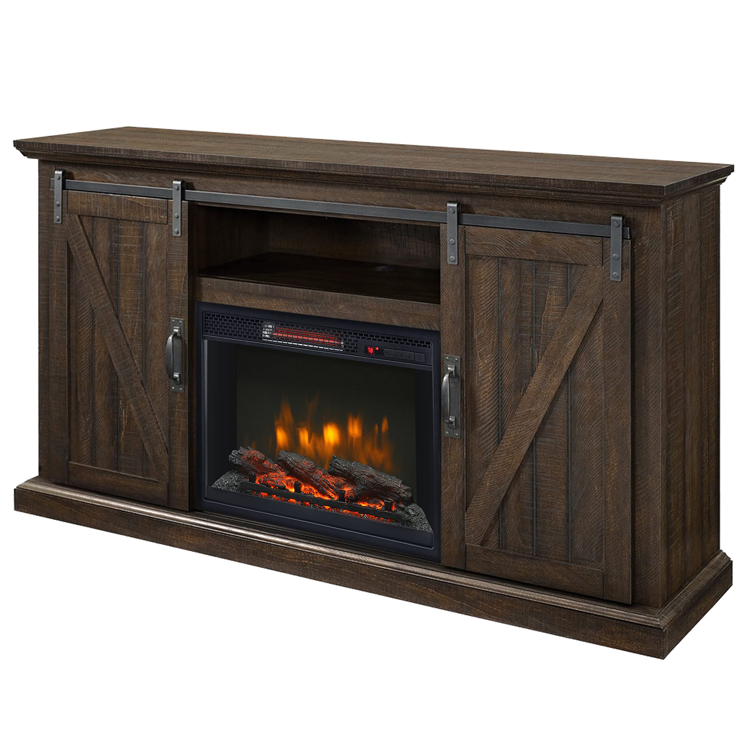 Muskoka Langdon 58-in Infrared Media Fireplace in Rustic Brown