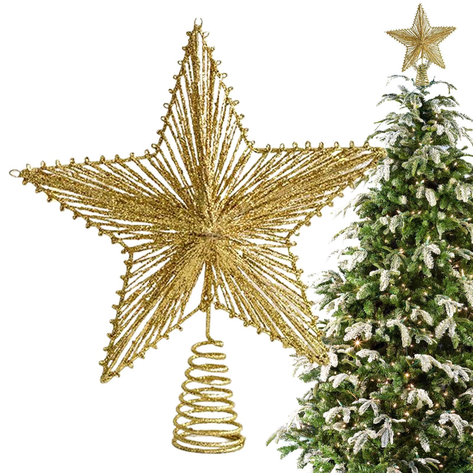 Estrella de árbol de Navidad brillante con diseño elegante apta para interior y exterior