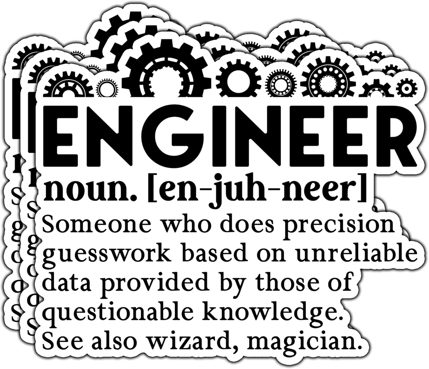 (3Pcs) Engineer Definition Someone Who Does Precision Sticker Funny Engineer Engineering Stickers Humor Decorate Waterproof Vinyl Decal For Laptop Water Bottle Phone Tumbler Notebook Size 3x2.6 Inches