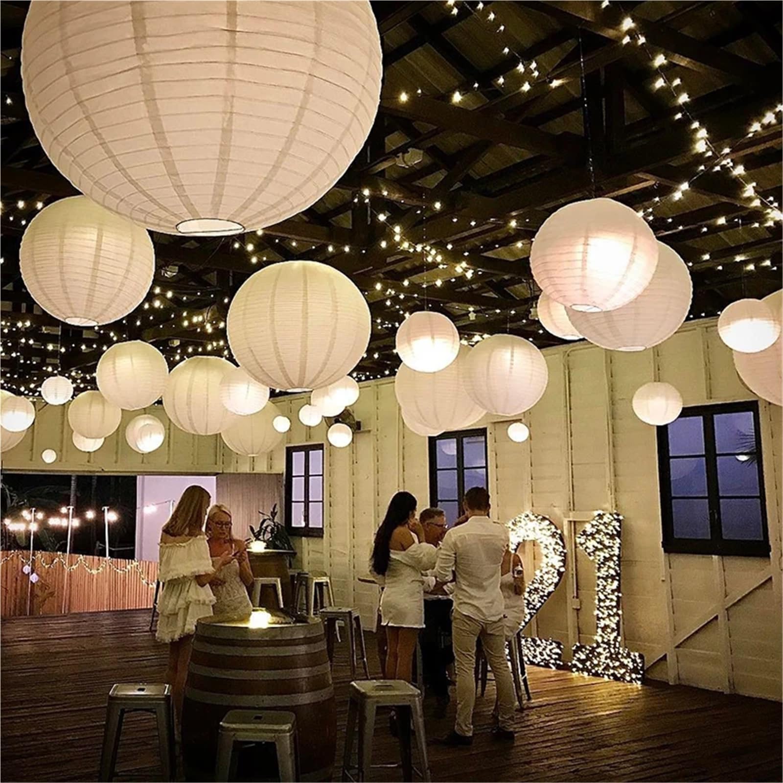20/30/50/60 piezas variadas de 4-12'', elegantes faroles papel chinos blancos for bodas, pantallas colgantes for fiestas Para DecoracióN En Fiestas O Bodas(60PCS)