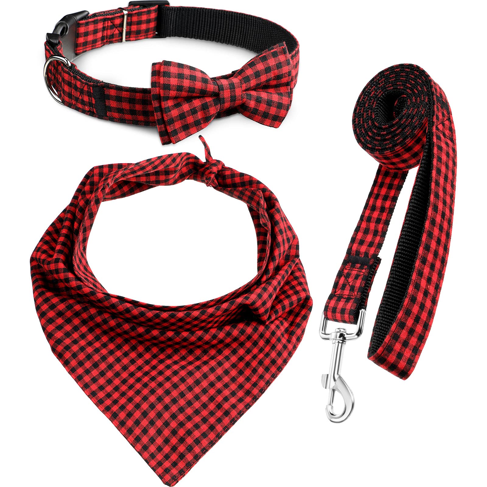 Nœud papillon et laisse de Noël pour chien, chat et chiot avec bandana réglable en tissu doux