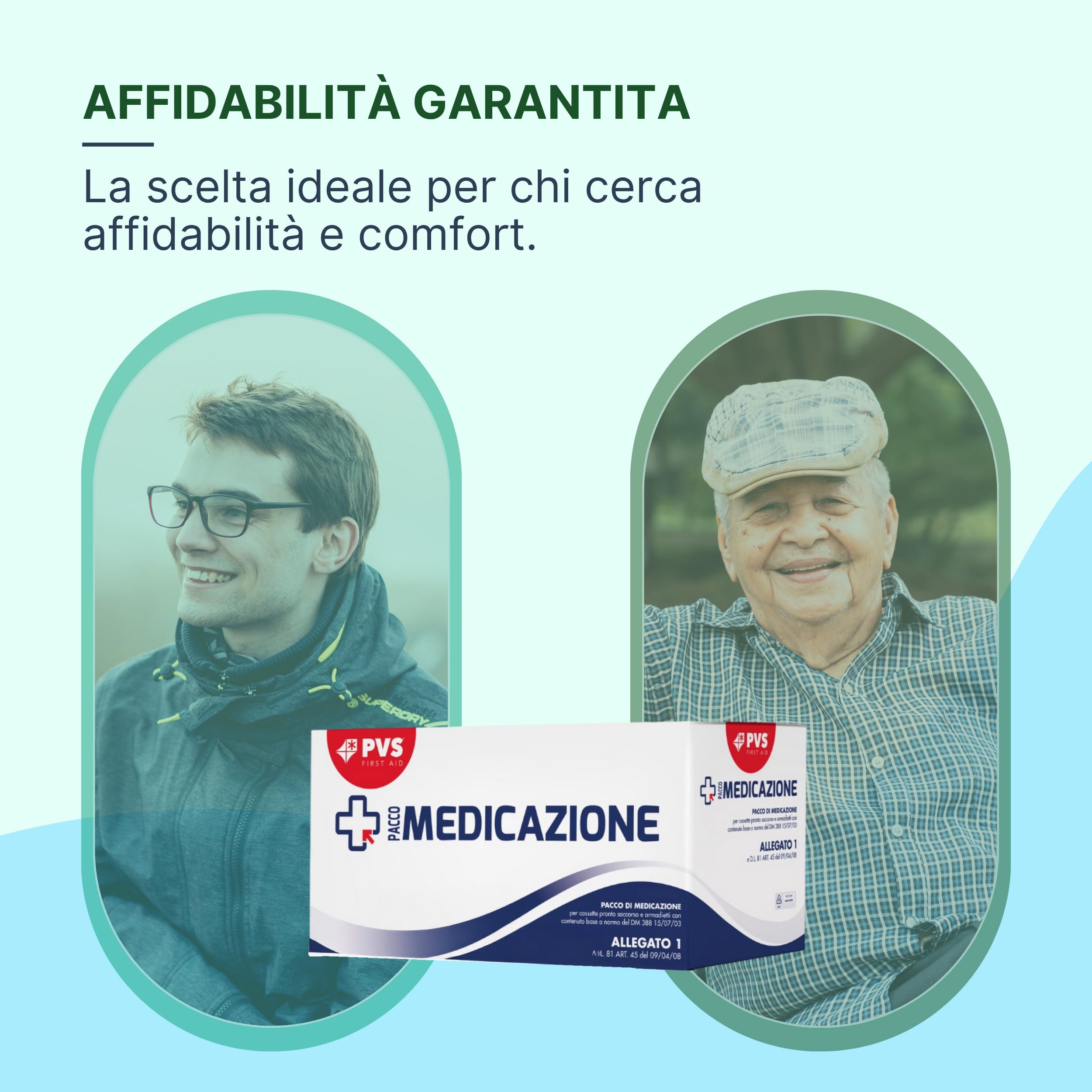 Pacco Reintegro Cassetta Pronto Soccorso Allegato 1 DM 388/03 - Kit Primo Soccorso Completo per Armadietto Aziendale CE senza Sfigmomanometro