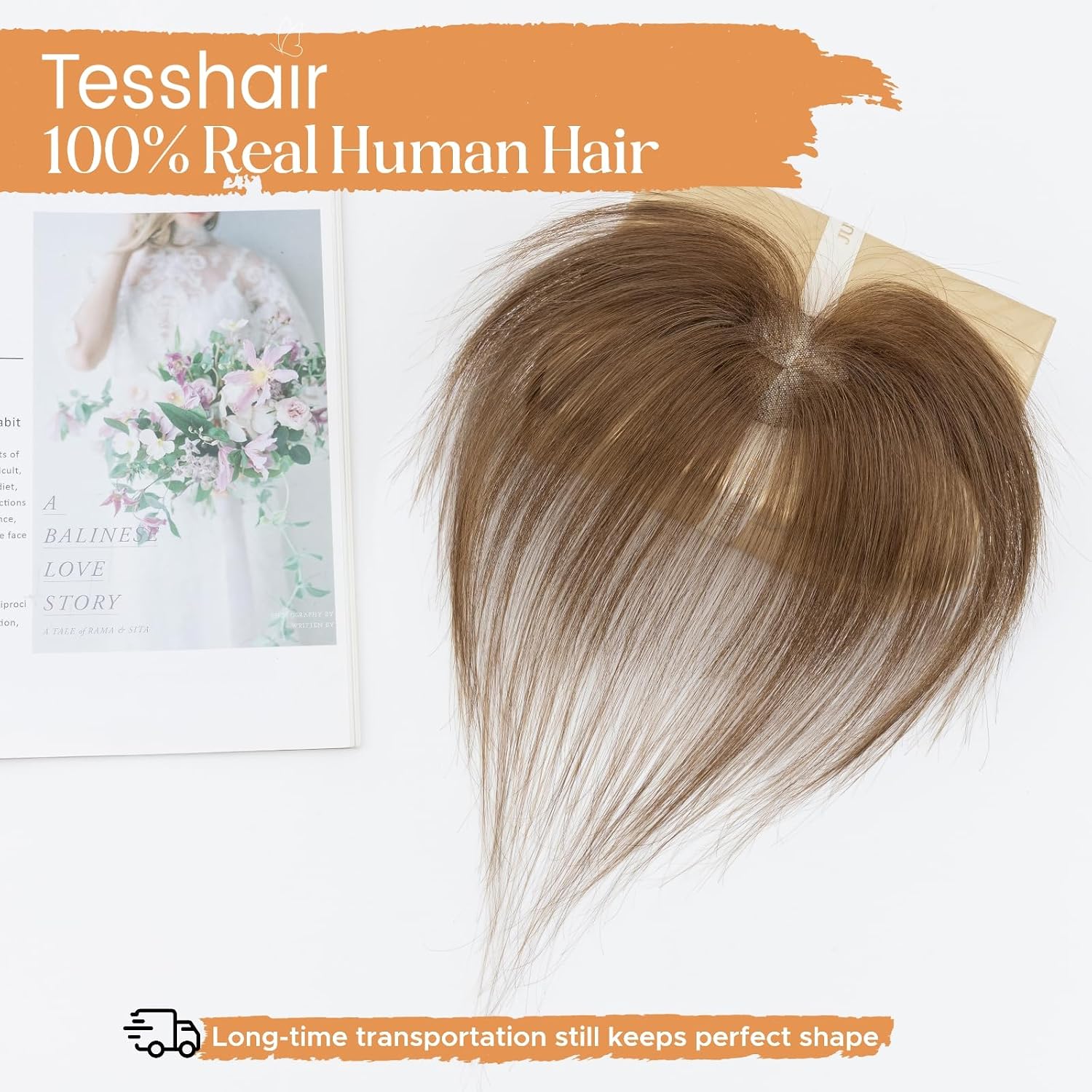 Clip in Bangs, 100% Real Human Hair, Human Hair Clip in Bangs, Middle Part HairPieces, No Tangle & Smooth, 11g #04 Medium Brown