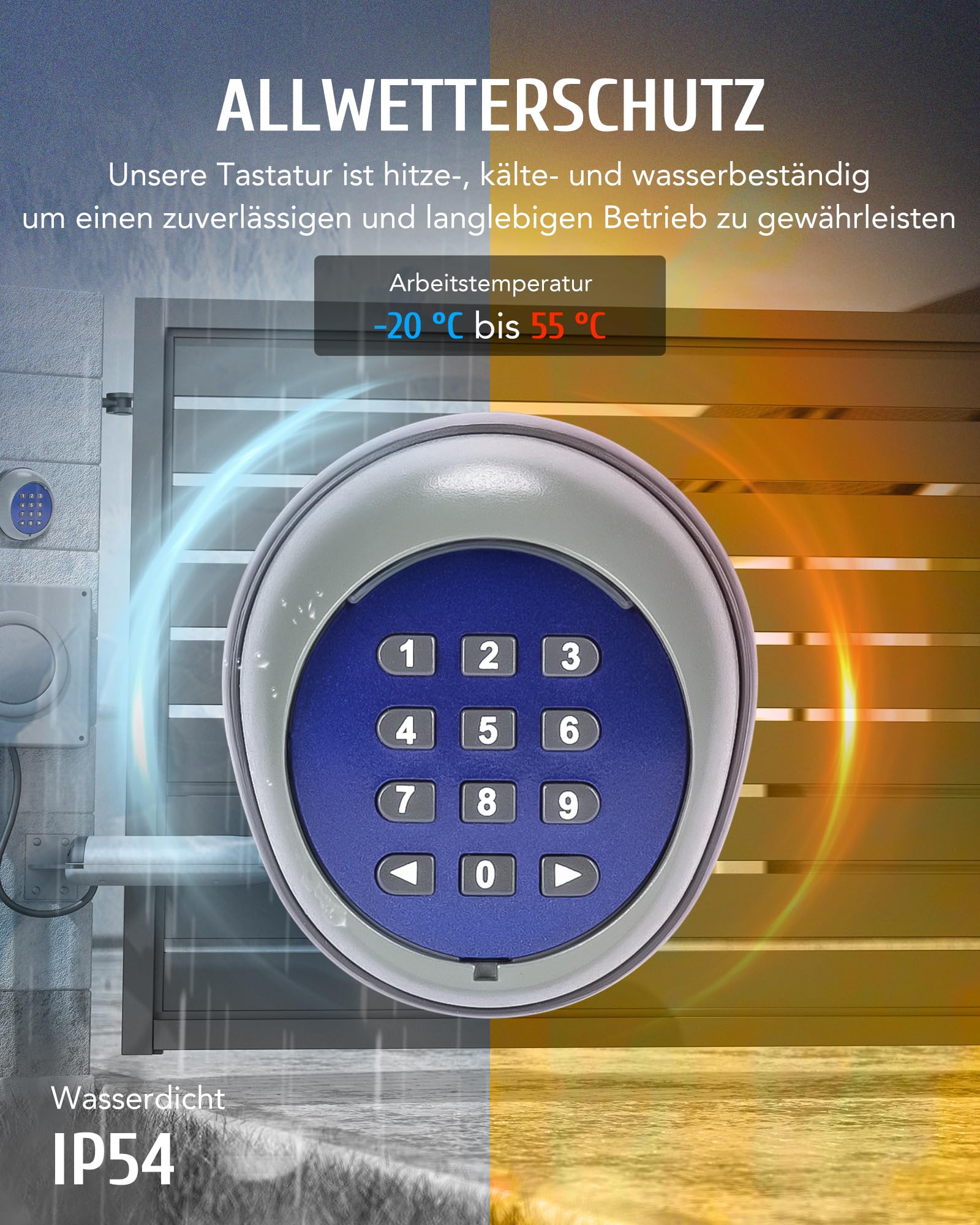 CO-Z Kabellose Codetastatur Schiebetorantrieb mit Tastatur Codetaster Garagentor Schiebetor Flügeltor 200 m Reichweite Codeschloss für 433,92 MHz-Toröffner