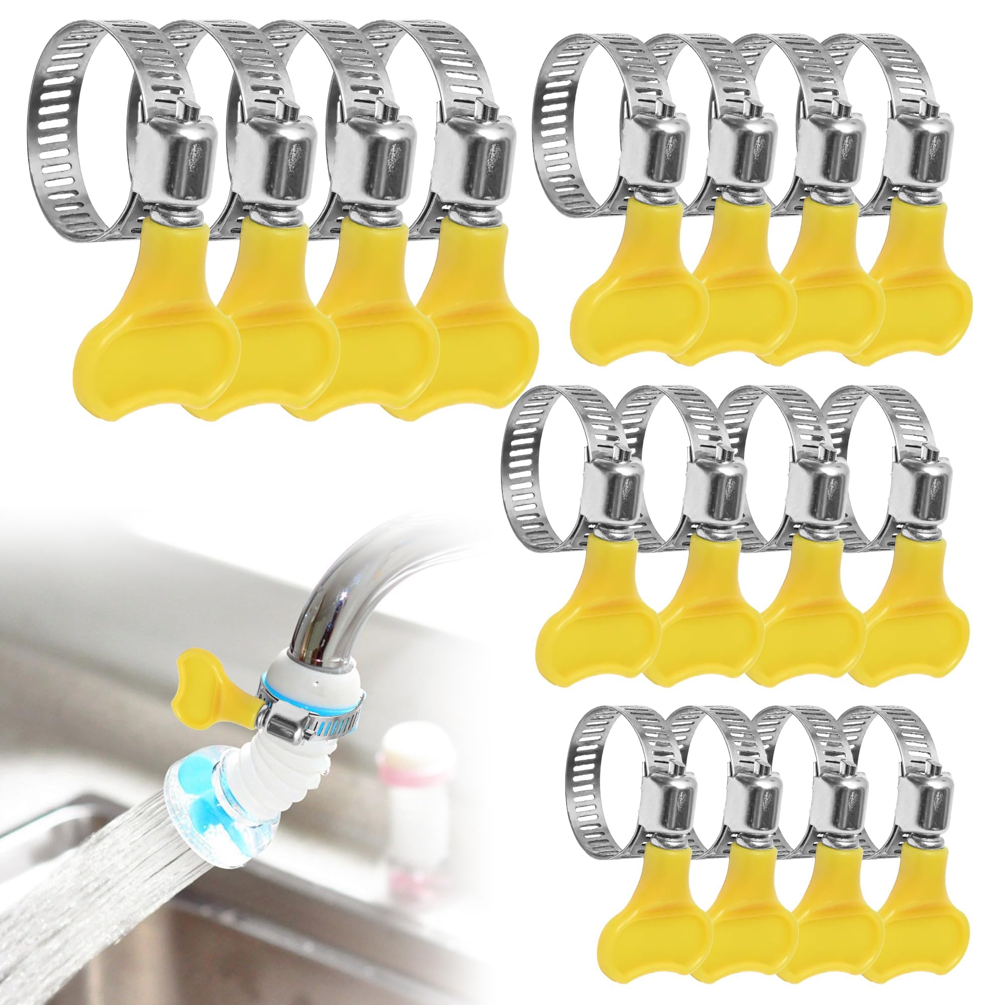 16PCS Jubilee Clips with Handle, Stainless Steel, 16/25/32/44mm