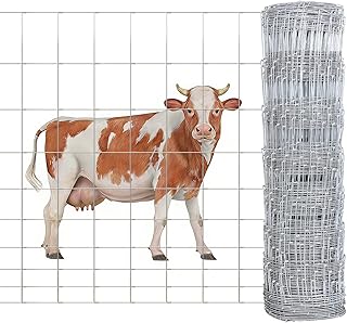 14 Gauge 4'× 328' Farm Fence Cattle Fence Panels，Heavy Zinc-Coated Wire Fencing, Field Deer Goat, Hog Panels, for Livestock & Yard Garden
