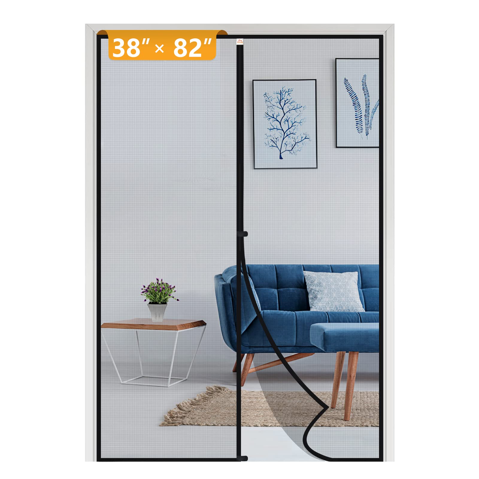 Photo 1 of Yotache Magnetic Screen Door Fits Door Size 38 x 82, Screen Size 40" x 83" Upgraded Anti-Tearing Fiberglass Mesh French Door Screens with Magnets Black