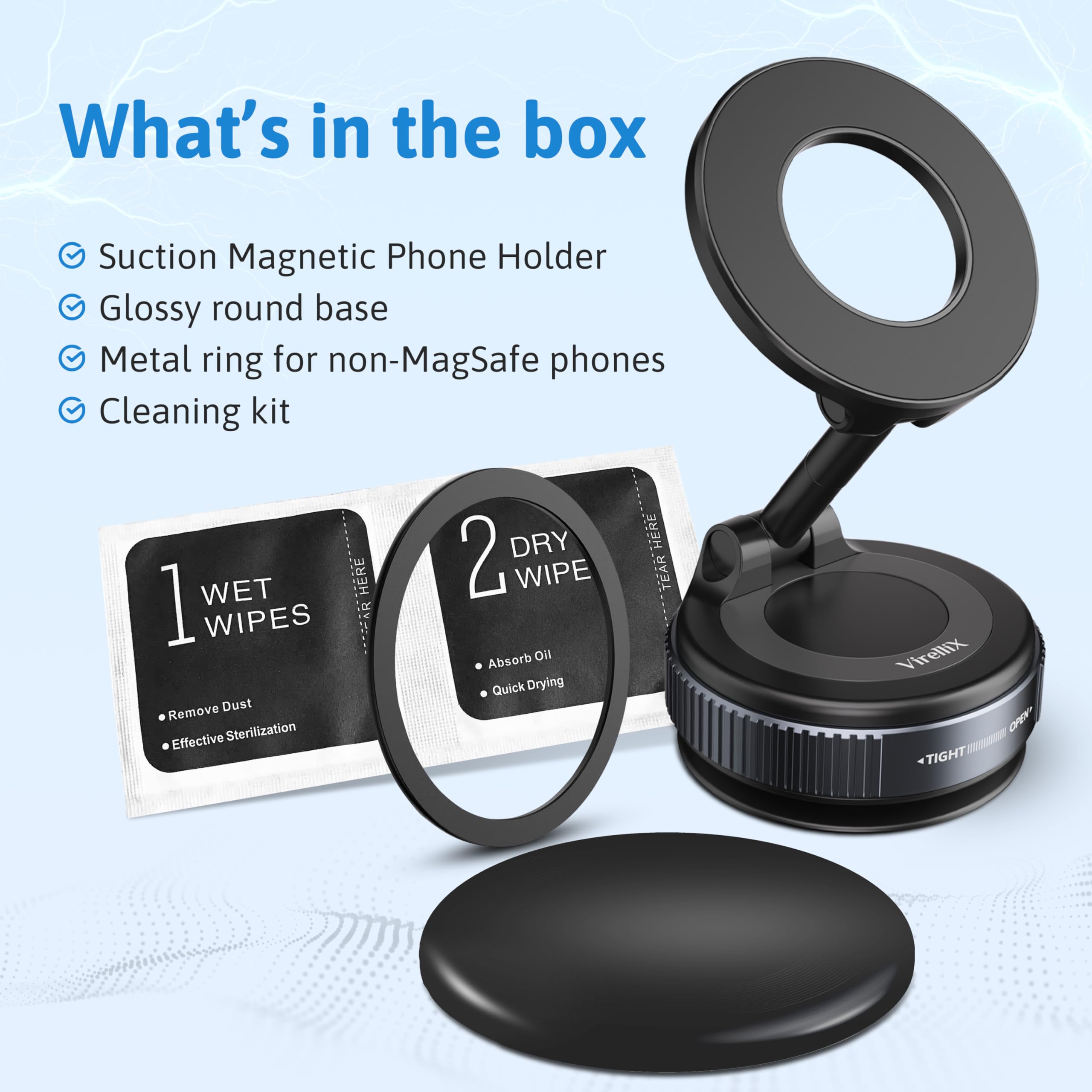 Soporte magnético para teléfono de coche con rotación de 360°, soporte de teléfono con ventosa de 80 libras para soportes MagSafe para teléfono celular MagSafe, soporte de teléfono para tu coche