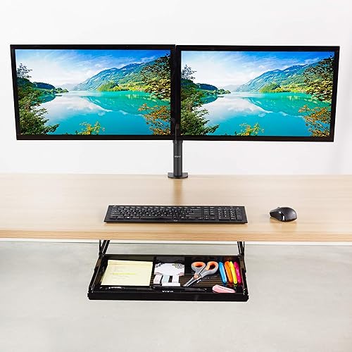 Miniatura 8 de VIVO DESK-AC04D - Cajón para lápices de 17 pulgadas para debajo del escritorio, bandeja organizadora de almacenamiento para oficina en casa, color