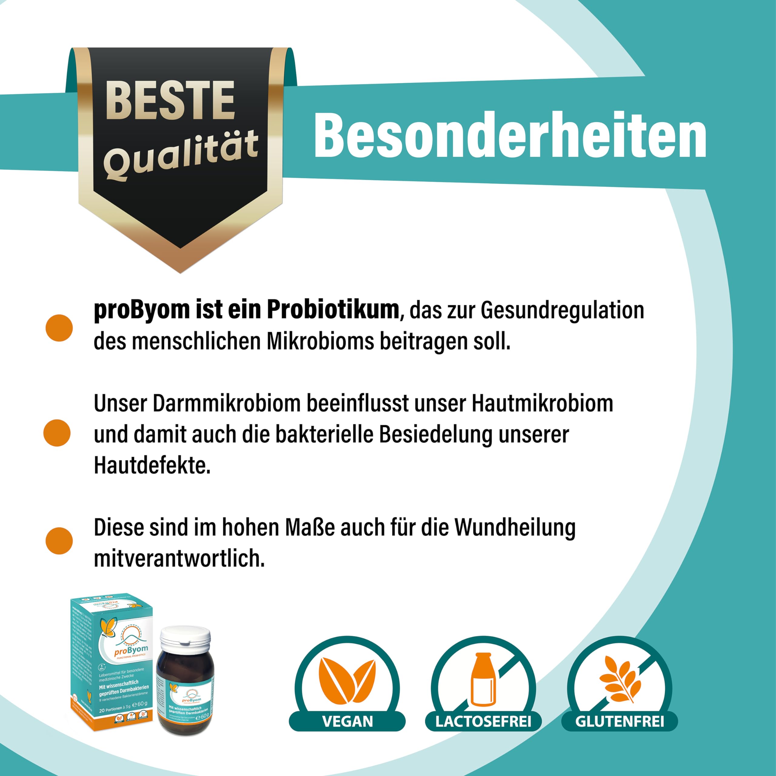 Probiotika - Wundheilung beschleunigen: stärkt Darmgesundheit, reduziert Entzündungen, verbessert Kollagen - 9 Bakterienstämme | 60g Pulver