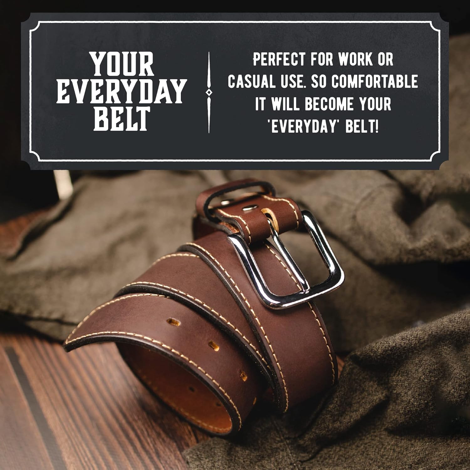 Main Street Forge The Foreman Leather Belt | Made in USA | Full Grain Leather | Mens Belt - Image 2