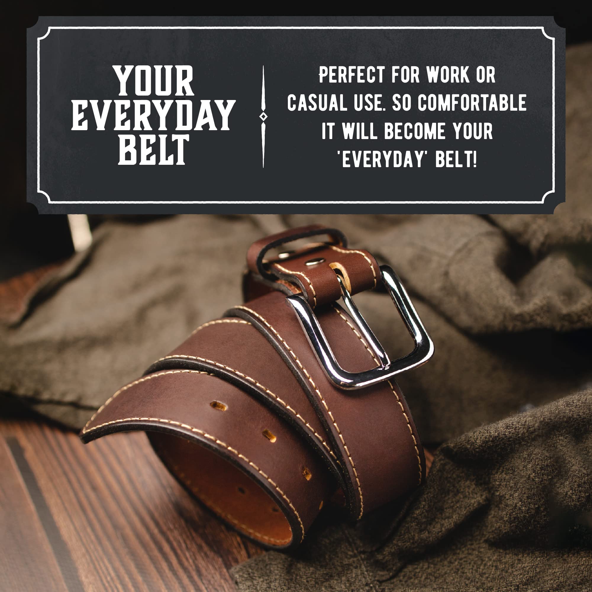 Main Street Forge The Foreman Leather Belt | Made in USA | Full Grain Leather | Mens Belt | Black 42