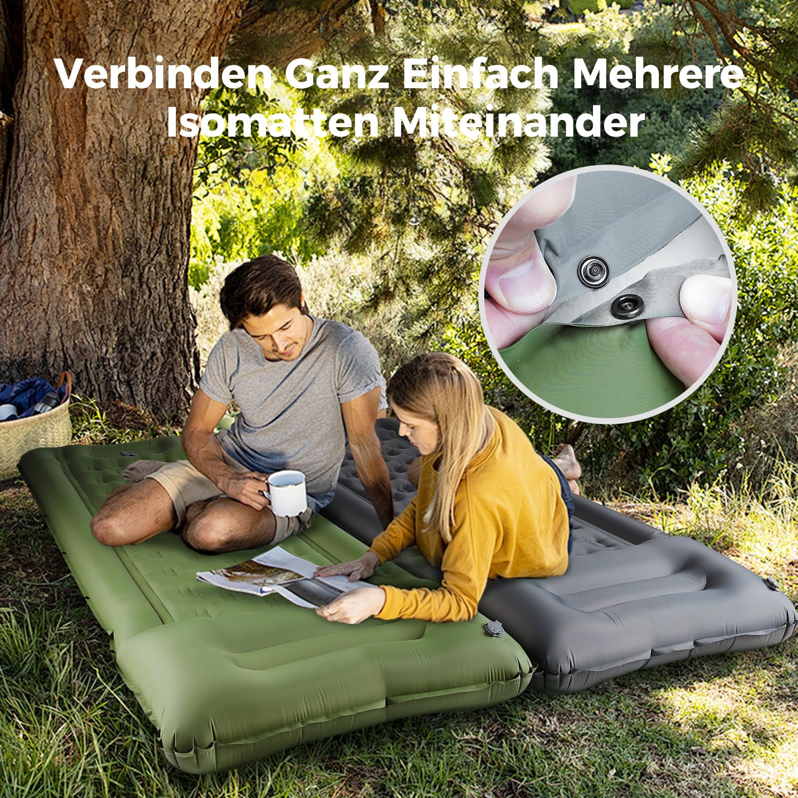 Matelas Camping Auto-gonflant Shuoo 12 Cm - 72 Cm Large Ultra Léger Avec Pompe Pied