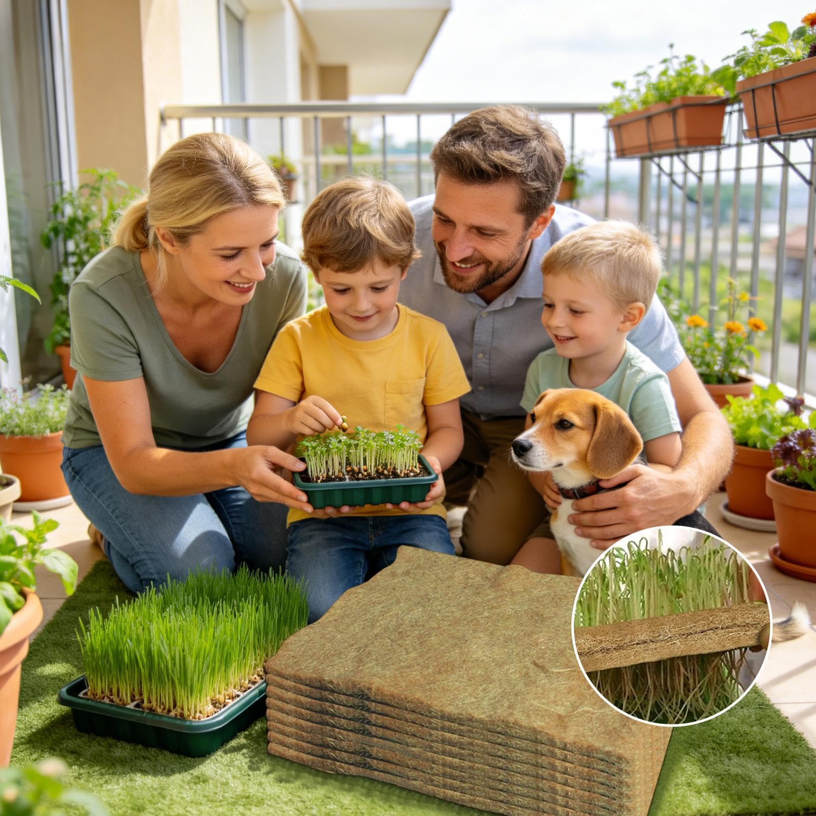 Generisch MicrogreensAnzuchtmatte, 8PCS Hanfmatten für Den Anbau Von Microgreene, Bio Keimmatte Sprossenpads, Hydrokultur Pflanzpads, für Pflanzer Fenster Kasten Blumenkorb Tierische Haustiermatte